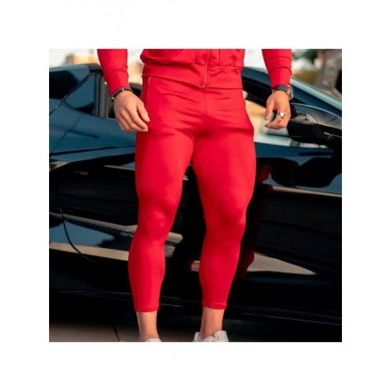  Men's Leisure Sports Pure Color Zipper Long Suit