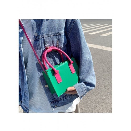  PU Contrast Color Shoulder Bag For Women