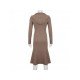 Casual Hooded Collar Solid Long Sleeve Midi Dresses