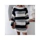 Loose Striped Sweater Long Sleeve Dress