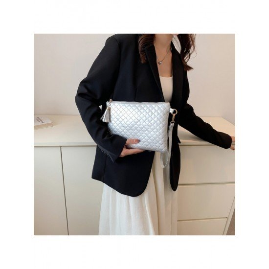 Casual Solid Rhombus Lattice Clutch Bag