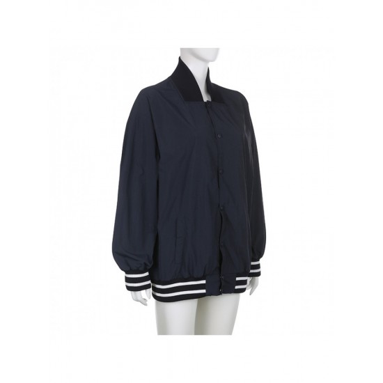  Casual Loose Women's Blue Baseball Jacket