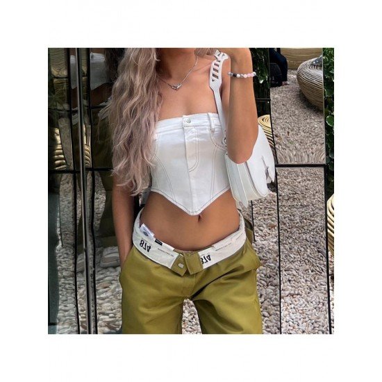  Summer 2022 Pure Color Backless Sleeveless Crop Vest