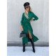  Pure Color Split Long Sleeve Dress