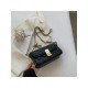 Trendy Black Rhombus Lattice Twist Lock Chain Shoulder Bags