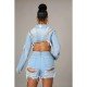 Fashion Casual Pure Color Denim Jacket For Women