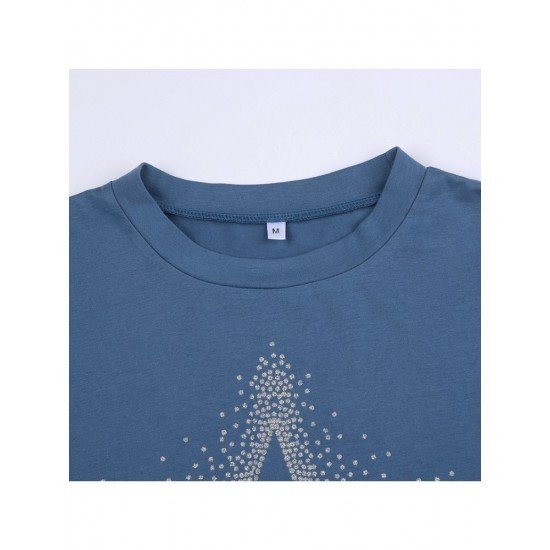 Star Shiny Fitted T Shirts For Ladies