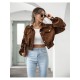  Winter Corduroy Pure Color Lantern Sleeve Women Jacket