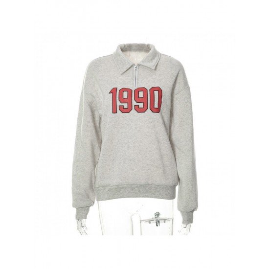 Sports Letter Printed Polo Collar Sweatshirts