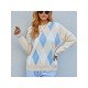  2022 Round Neck Rhombus Lattice Knitwear Sweater