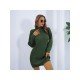 Turtle Neck Pullover Solid Long Sleeve Sweater Dress