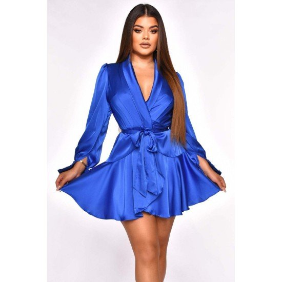 Patchwork Long Sleeve V Neck Mini Dress