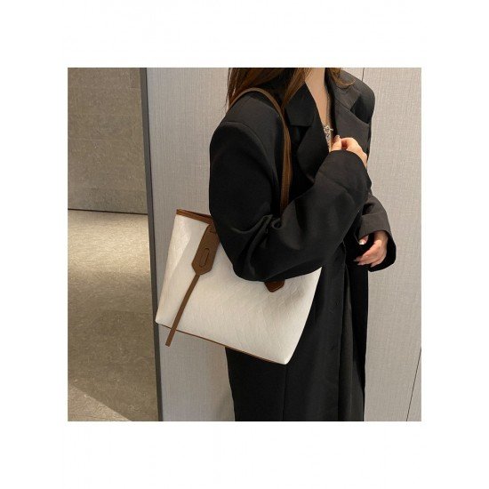 Black Contrast Color Tote Bags For Women