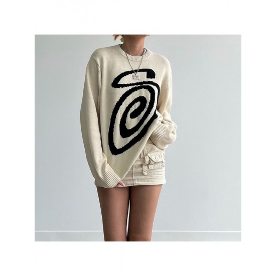  Abstract Pattern Loose Autumn Pullover Sweaters