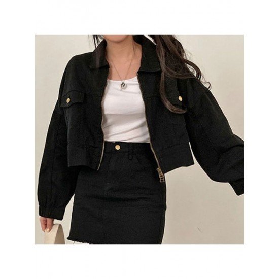 Easy Matching Black Pockets Women Coats