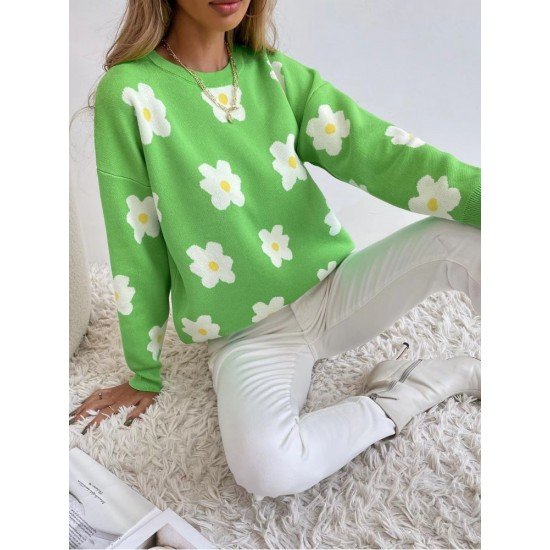 Ladies Flowers Pullover Sweaters For Women