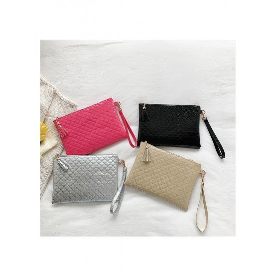 Casual Solid Rhombus Lattice Clutch Bag