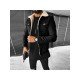 Winter Black Solid Men Denim Coats