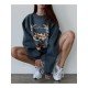 Oversized White Printed Crew Neck Sweatshirts