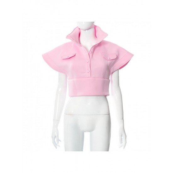 Trendy Pure Color Stand Collar Jacket For Women