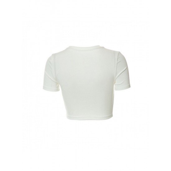  Shiny Letter White Cropped T Shirts For Women