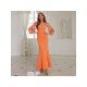 Ladies Puff Sleeve Backless Prom Maxi Dresses