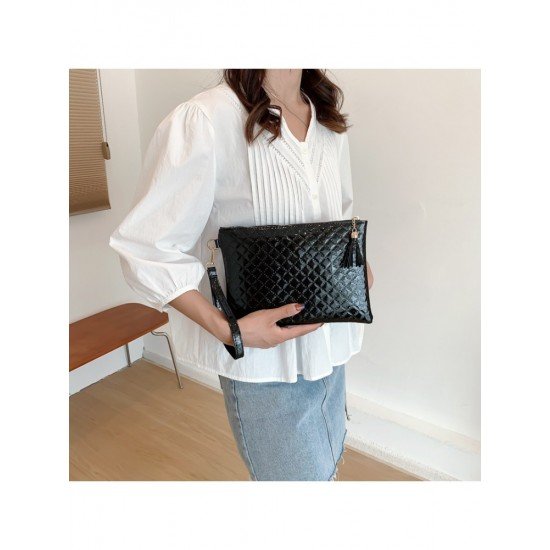 Casual Solid Rhombus Lattice Clutch Bag