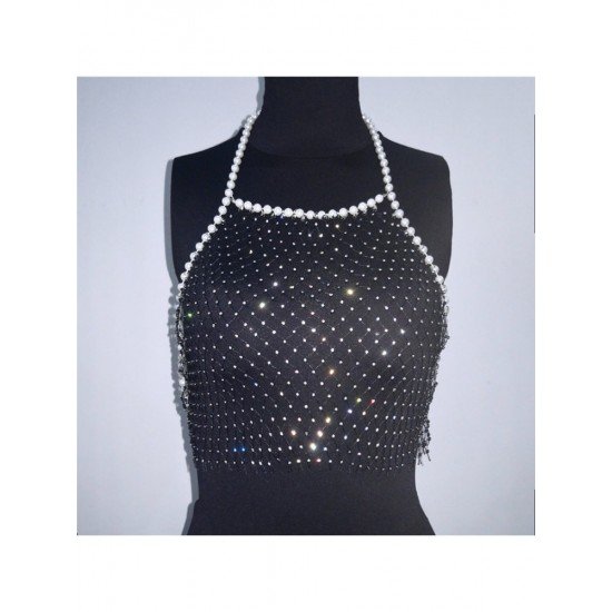  Diamond Patchwork Faux Pearl Hollow Out Body Chin