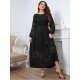  Temperament Round Neck Lace Women's Long Sleeve Dress