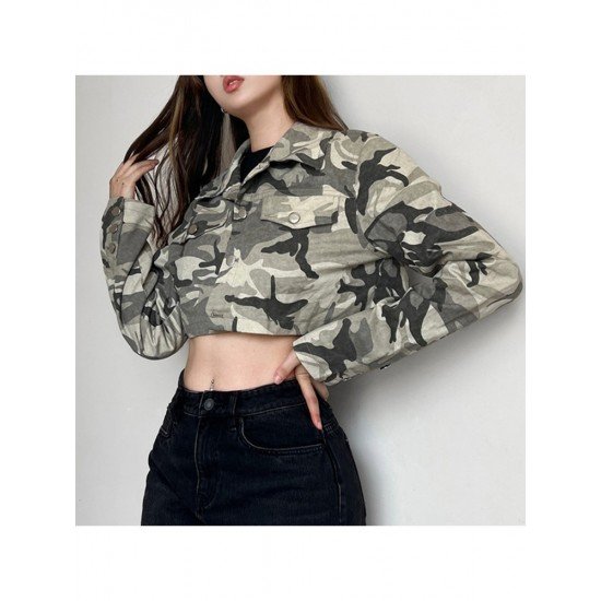 Fall Cool Street Camouflage Cropped Jacket Coats