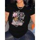 Women Graphic Crew Neck Black T Shirts