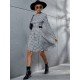 Houndstooth Long Sleeve Dresses For Women