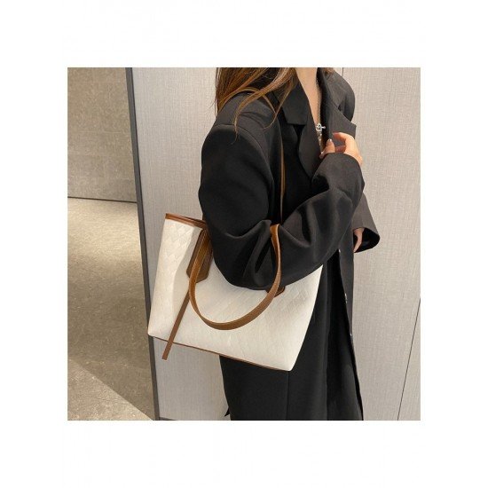 Black Contrast Color Tote Bags For Women