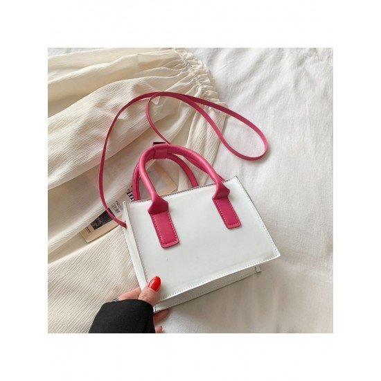  PU Contrast Color Shoulder Bag For Women