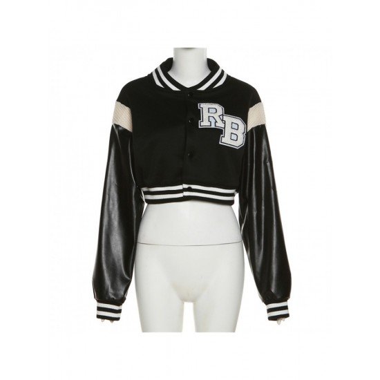  Letter Embroidery Patchwork Baseball Jacket