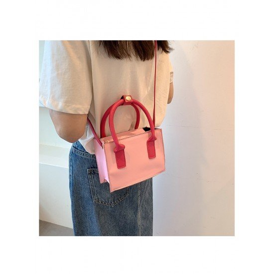  PU Contrast Color Shoulder Bag For Women