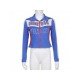 Sports Blue Contrast Color Ladies Fall Coats