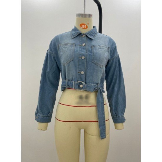 Casual Fashion Pure Color Denim Jacket For Women