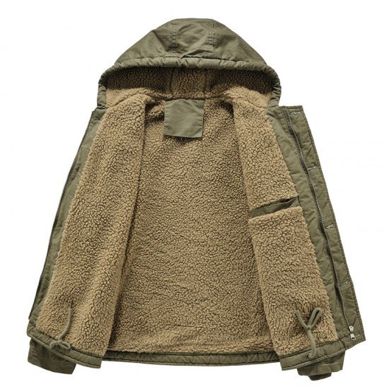  Winter Fleece Plush Hooded Men's Short Coats