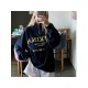  Casual Loose Letter Printing Zipper Women's Sweater