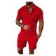  Men's Casual Pure Color Polo Shirt And Shorts Sets