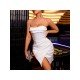 Ladies White Strapless Strapless Party Dresses