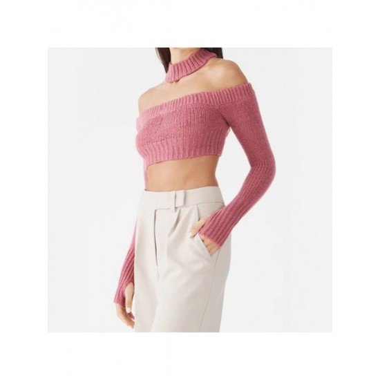  2022 Pure Color Halter Short Sweater