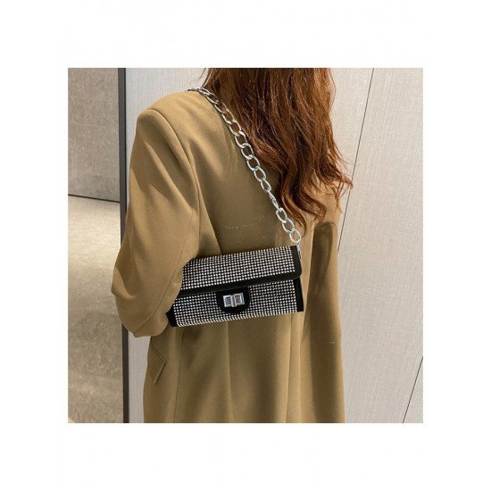  Hot Drilling Chain Twist Lock Black Shoulder Bags