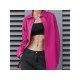 Ladies Solid Turndown Collar PU Leather Coats