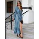  V Neck Printing Women's Long Sleeve Dress