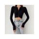  2022 Pure Color Long Sleeve Crop Top