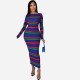 Striped Fashion Striped Long Sleeve Maxi Dress