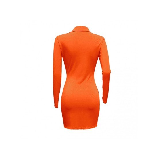 Ruched Solid Long Sleeve Mini Dress