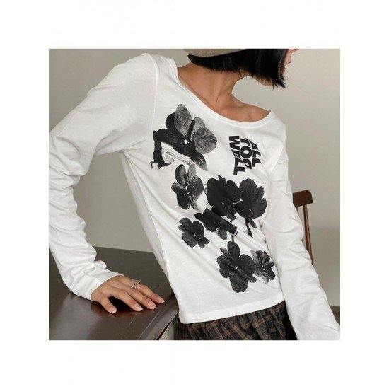 Ladies Flower Pattern Long Sleeve T Shirts